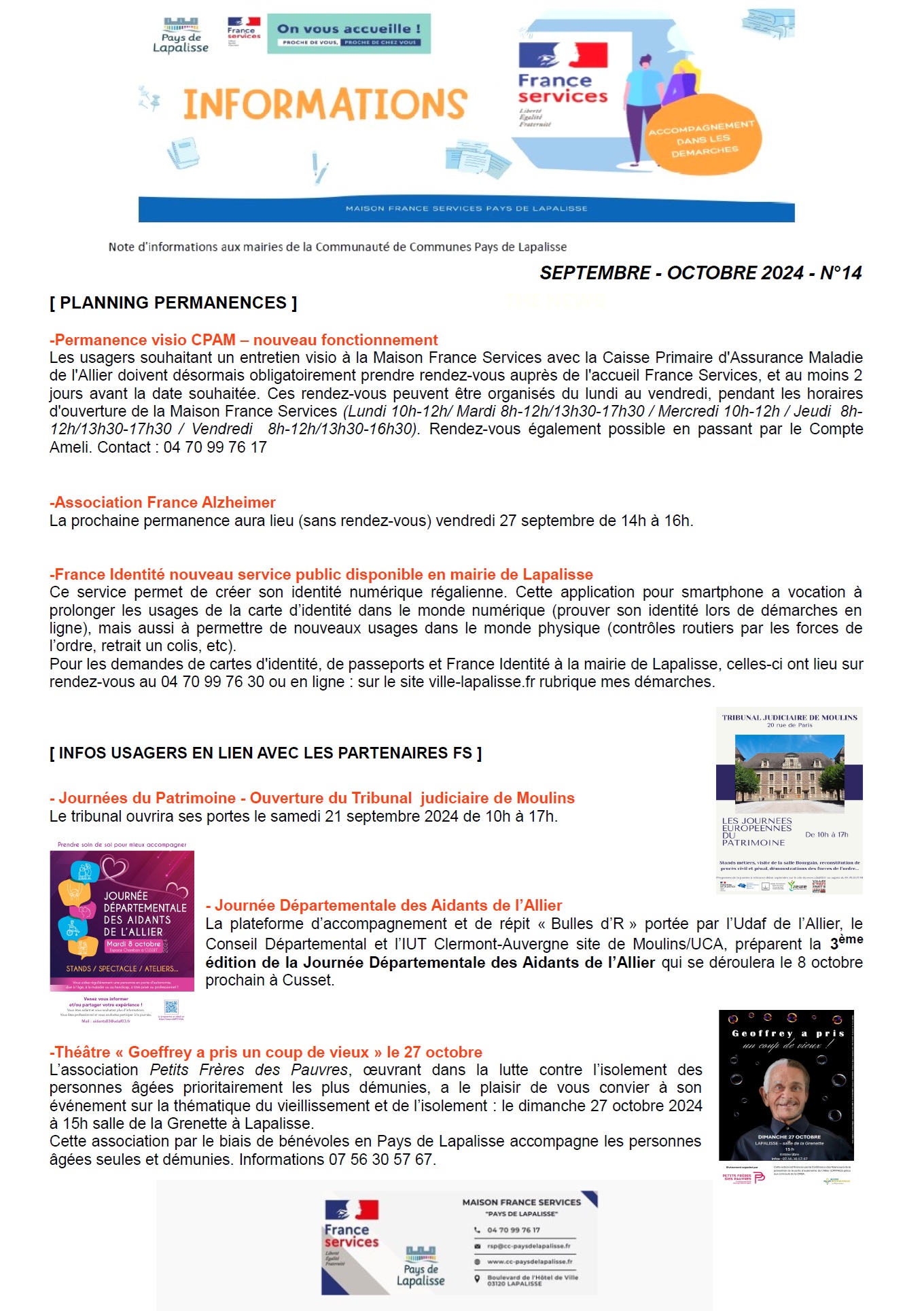 Lettre d'informations 2024 - N°14 Maison France Services Pays de Lapalisse 